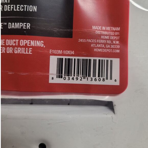 10" x 4" 3-Way Wall/Ceiling Register, White (OD 11.75"L x 5.75"H) - Picture 5 of 5